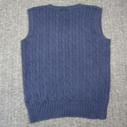 Polo Ralph Lauren Cable Knit Sweater Vest Boys L 14-16 Navy Preppy Red Pony 90s - Picture 3 of 6