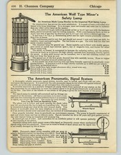 ANUNCIO DE PAPEL 1925 American Wolf Tipo Minero Lámpara de Seguridad Linterna Quema Nafta