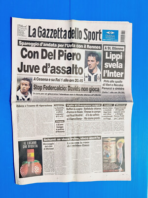 Gazzetta Dello Sport 10 Août 1999 - Del Piero, Davids, Juventus, St-Étienne, Inter