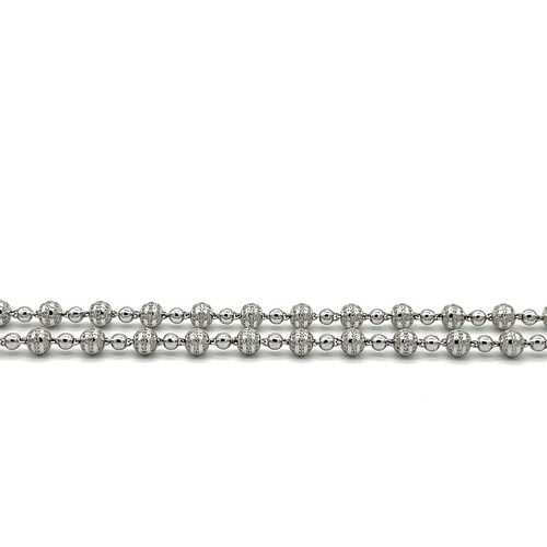 925 Silver Ball Link Chain 31.5” 9.5mm 90.6g CZ 14K White Gold Plated - Picture 20 of 24