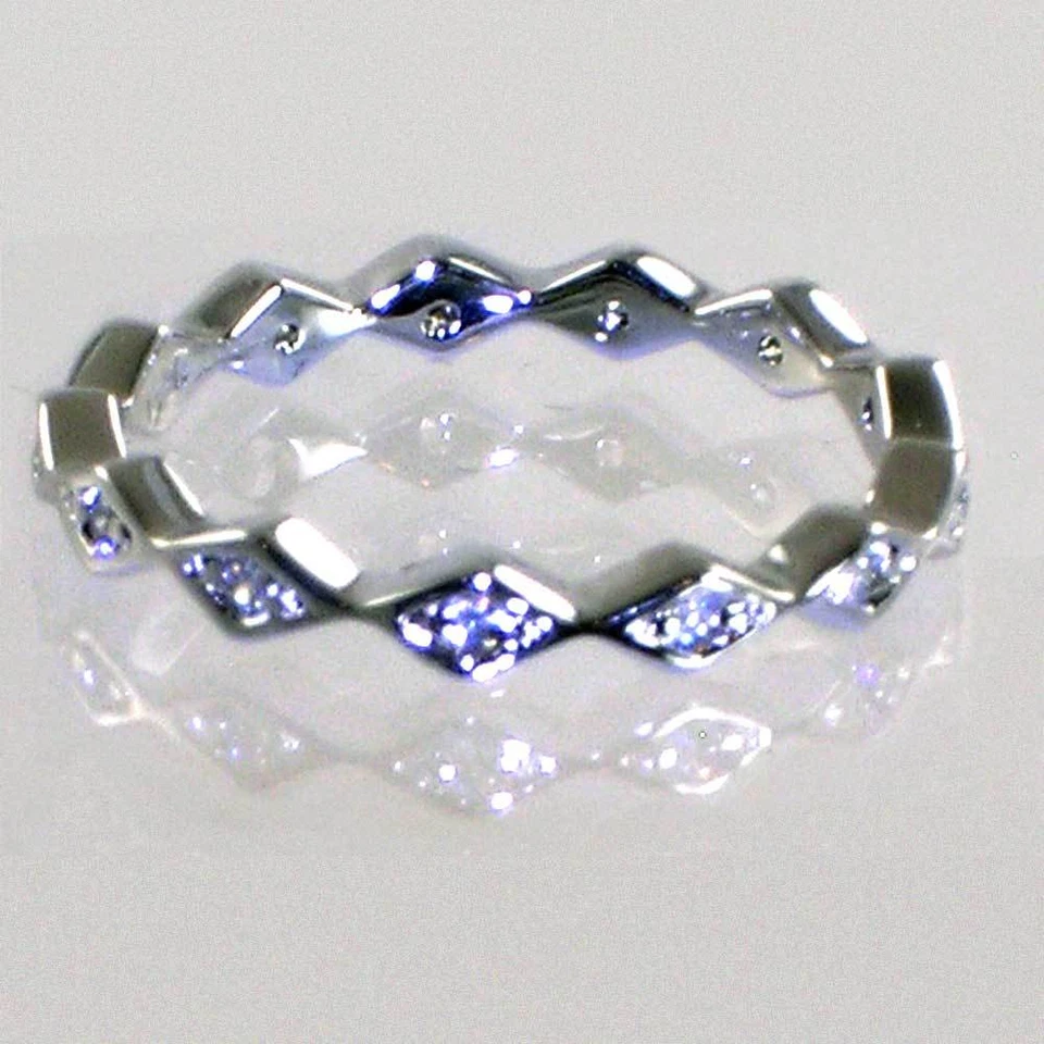 BRILLIANT GEOMETRIC ETERNITY CZ BAND RINGS_SZ-4__925 STERLING SILVER-NF - Image 3 of 4