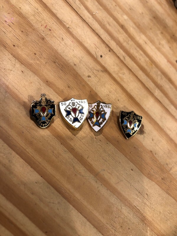 4 Vintage Rare Vasa Order of America 25 40 50 Year Pin Lot Swedish Fraternal Lot