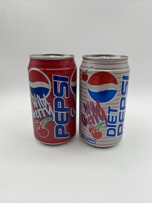 Pair Of Vintage PEPSI WILD CHERRY Diet Empty Unopened Cans W
