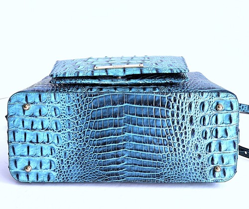 🌹Borsa a tracolla Brahmin Duxbury Dome bottiglia blu ombreggiata borsa in pelle + portafoglio + nappa nuova con etichette - Foto 7 di 11