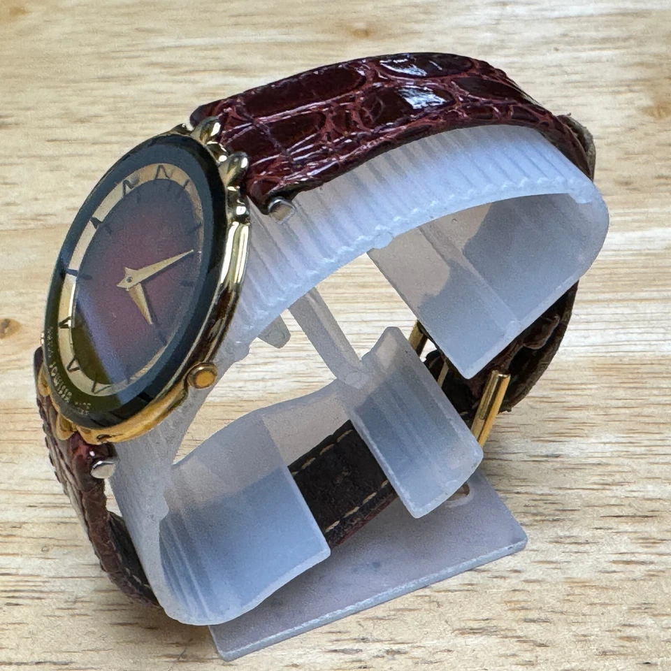 Vintage Jowissa Swiss Quartz Watch Unise Gold Tone Brown Ultra Thin New Battery - image 4 of 4