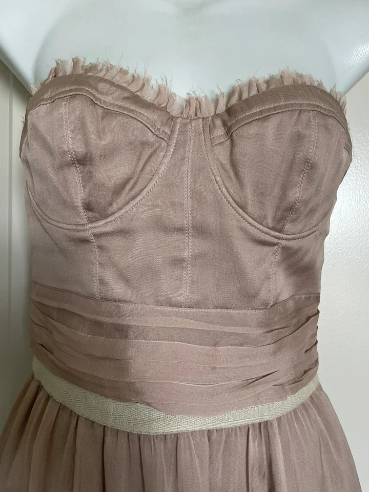 Женское шелковое платье с оборками Elizabeth and James Sleevless Blush - 0 - Изображение 3 из 4