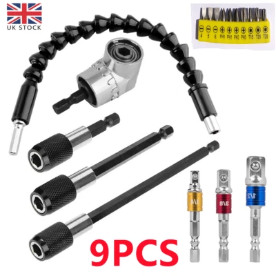 9x Socket Bits Adapter Set Hex Shank Impact Drill Driver Bar Wrench Extension UK