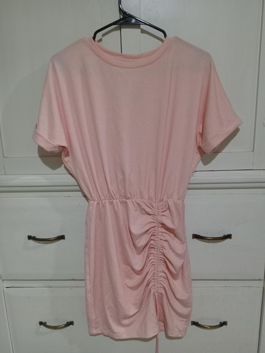 express t shirt dress NWTS EXPRESS WHITE T SHIRT DRESS EMBELLISHED SIDE CINCH SIZE XS RETAIL $78