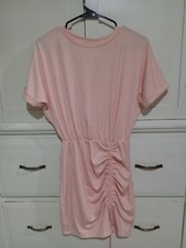 EXPRESS Pink T Shirt Dress NWT XS Ruched Soft