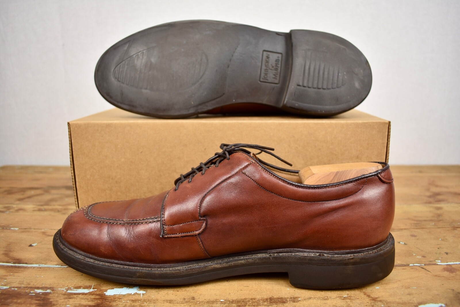 SAOLA Blucher stringato Johnston & Murphy Estate marrone (Cile) punta moc divisa taglia: 10 5D