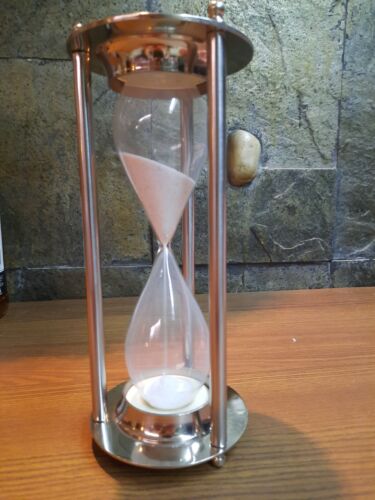 Metal Silver Color Time Keeper Hour Glass Antique Vintage Show Piece Sand Timer - Afbeelding 1 van 9