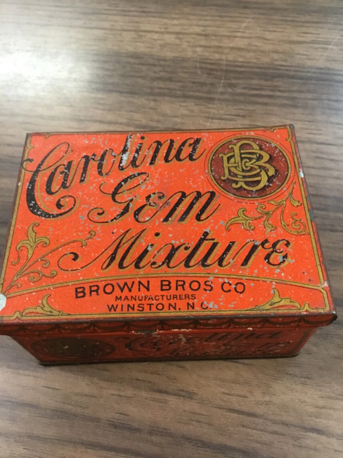 Antique Tobacco Tin Carolina Gem Mixture Brown Bros Co Winston NC North Carolina