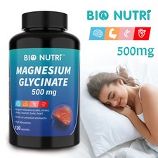 LOT Magnesium Glycinate 500mg 120 Capsules For Sleep Stress Relief Support Bone