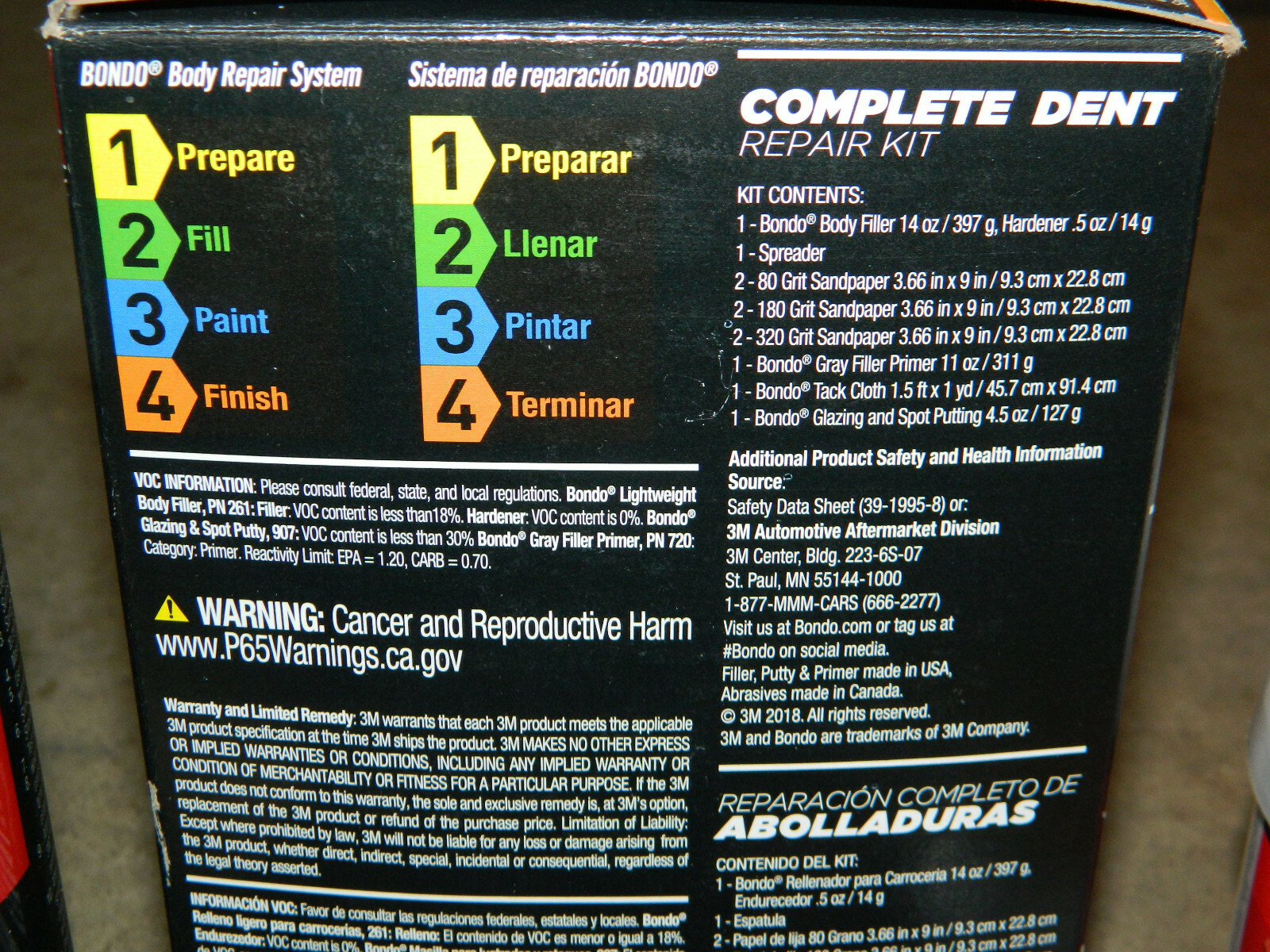 3M BONDO COMPLETE DENT REPAIR 8PIECE KIT SANDPAPER PUTTY FILLER