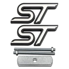 Black&White Metal ST Car Grille Emblem Grill Logo + Rear Trunk Turbo Auto Badge