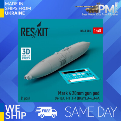 Reskit RS48-0485 1/48 Mark 4 20mm gun pod OV-10A, F-8 , F-4 USN A 