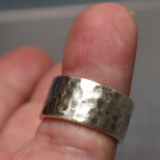 Vintage Mexican Sterling Ring Wide Hammered Band Size 6