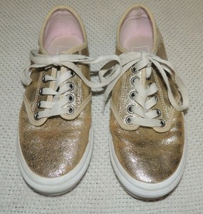 WOMEN'S VANS OFF THE WALL SHOES GLITTER GOLD LACE UP SIZE 6 M VERY NICE!! | eBay