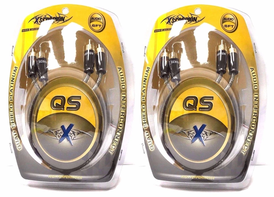 2PCS 6FT CAR STEREO AUDIO RCA INTERCONNECT QUAD SHIELDED CABLE HOME MARINE USA - Image 2 of 3