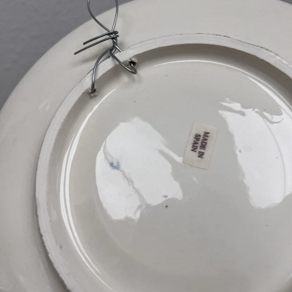 Mayólica España Hecha a Mano, Pintado Grande Cerámica Colgante Pared Cuenco Poco Profundo 10” Foto 4 de 4