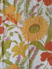 Vtg Multi-Colored Floral Pattern Lined French Pleat (2) Curtain Panels 22"x57.5"