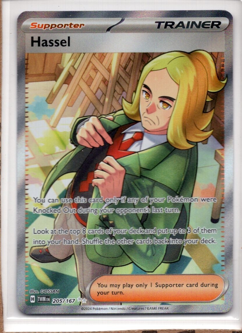Pokemon Hassel 205/167 Twilight Masquerade Full Art Holo Trainer Card