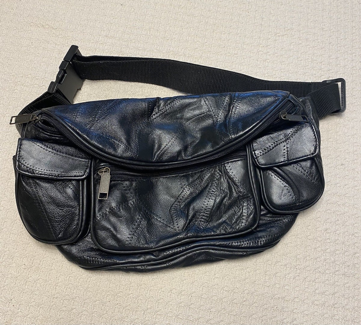 Retired Kanhwa Fanny Pack Black Black Leather Adjustable 12 Retired Kanhwa Fanny Pack Black Black Leather Adjustable 12