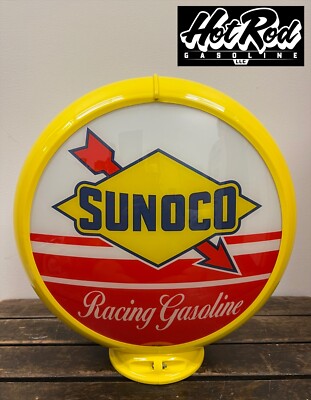SUNOCO RACING GASOLINE Reproduction 13.5'' Gas Pump Globe - (Yellow Body)
