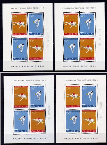 Polen 1964 – Olympische Spiele in Tokio, Mi. bl 34** vollständige Sorten - 第 1/2 張圖片