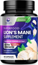 Lions Mane Supplement Capsules 10,000mg, Premium Lions Mane Mushroom for Support