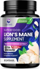 Lions Mane Supplement Capsules 10,000mg, Premium Lions Mane Mushroom for Support