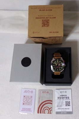 AVI-8 Hawker Hunter Dual Time Chronograph Watch Box & Papers