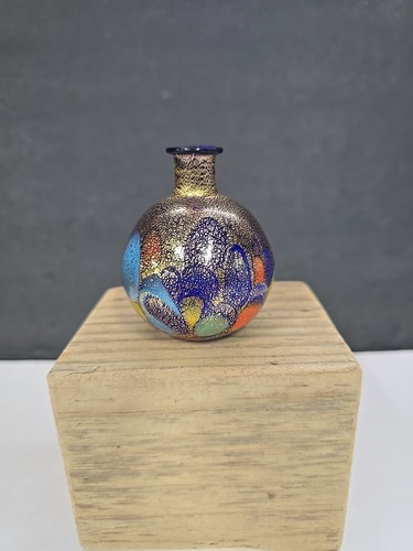Murano Millefiori Small Blown Glass Vase Miniature Bottle Perfume - Picture 7 of 9