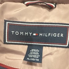 Tommy Hilfiger Pink Quilted Puffer Jacket Hooded Faux Fur Trim XL Mid-Length