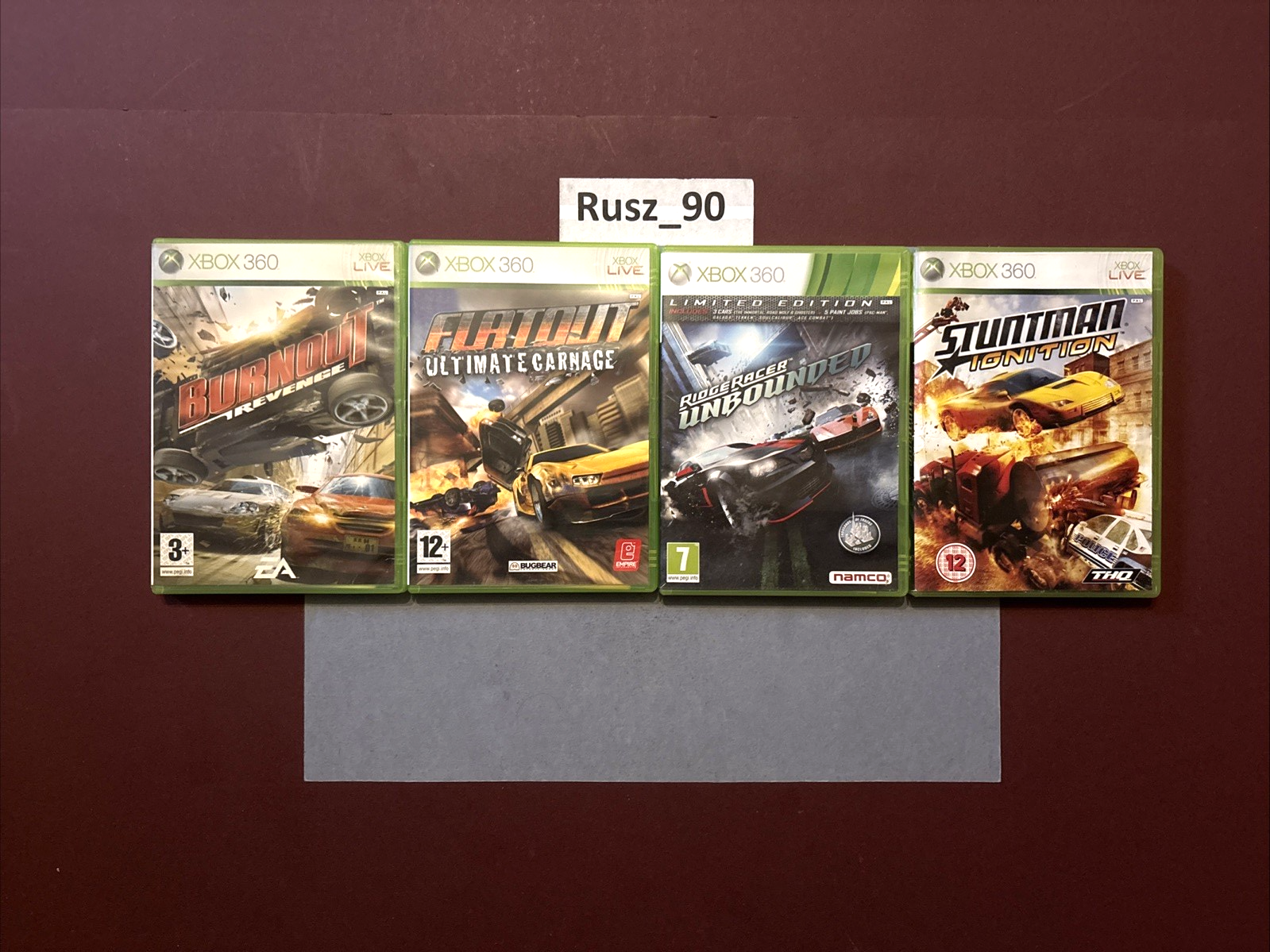 x4 Racing/Arcade Xbox 360 Games Burnout Revenge/Flatout/Ridge Racer UK PAL CIB