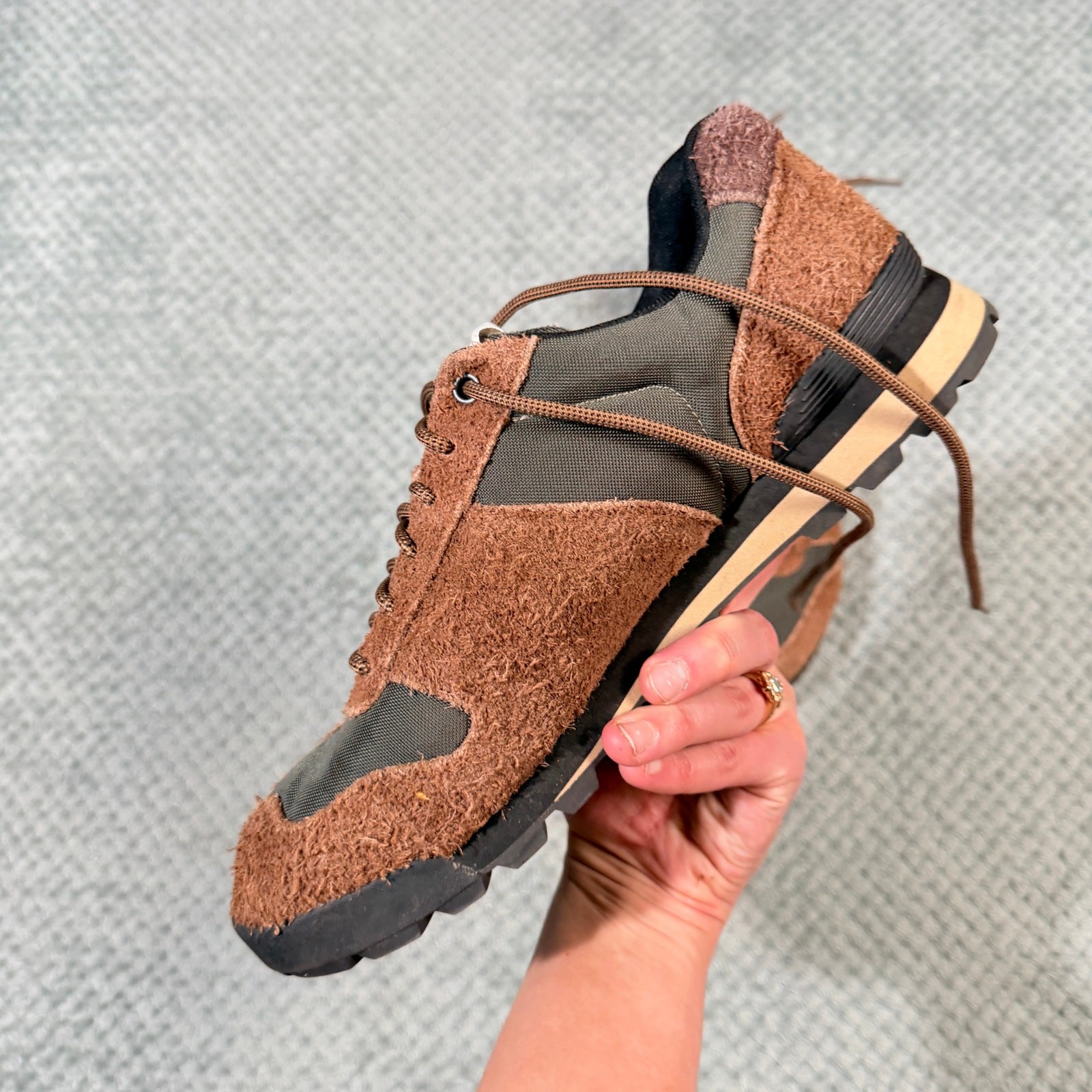 Merrell Solo Luxe 2 Brown/Green Suede Leather Hiking Trail Shoes J003969 Mens 11