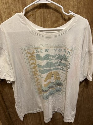 Time and Tru Women s XXXL White New York Graphic Crew Neck Short Sleeve Tee