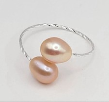 925 Sterling Silver Adjustable Peach Freshwater Pearl Ring