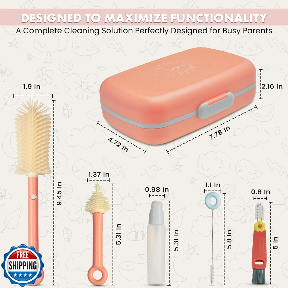 10-in-1 Baby Bottle Cleaner Brush Set – Travel-Friendly Kit with Silicone Bot - Image 2 of 4