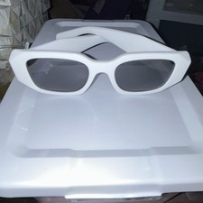 Mens Rectangular Sunglasses White Plastic Fra...