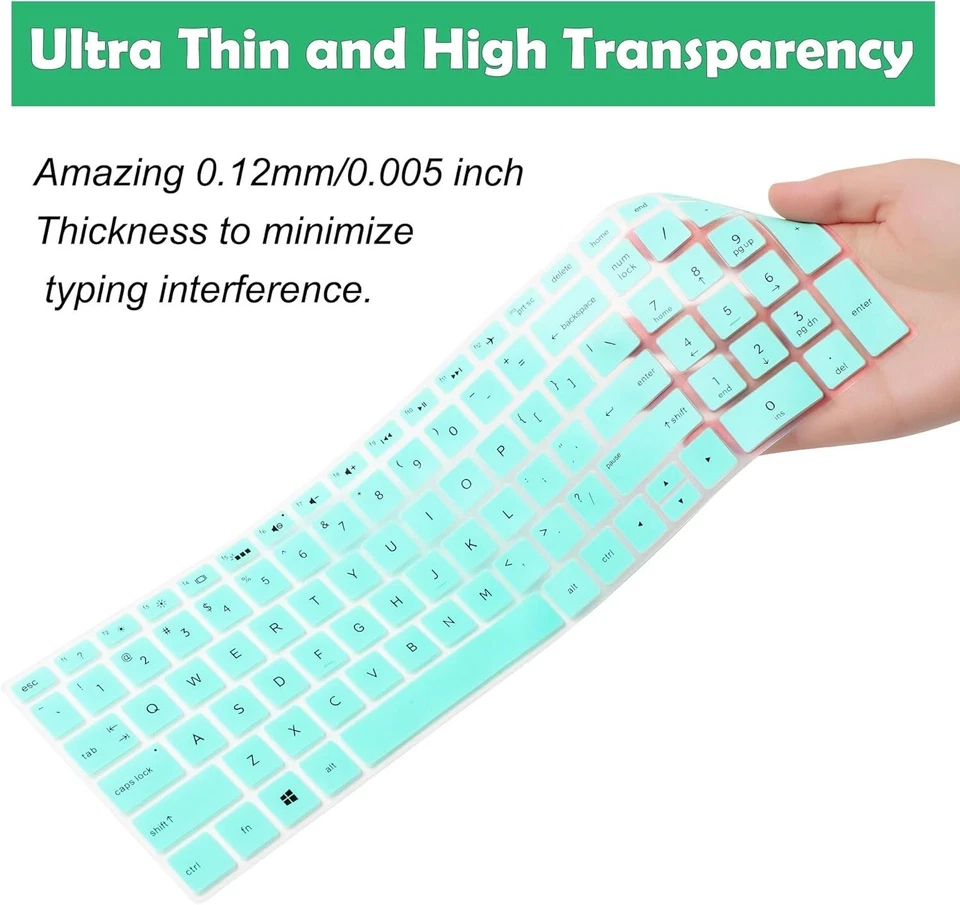 Protector de teclado uxcell cubierta de película turquesa para computadora portátil HP Pavilion 15 Foto 3 de 4