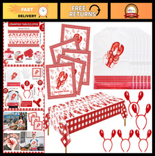 112 Pcs Seafood Party Supplies - 50 Lobster Bibs, Gloves, Crawfish Headbands  T