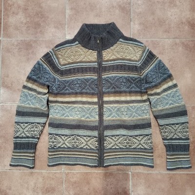 Vintage Benetton Made in Italy 100% Pure New Wool Full Zip Cardigan Women's L