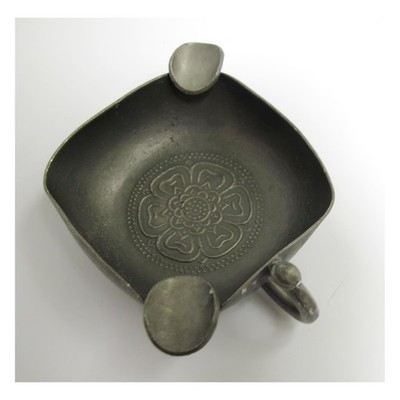 Vintage Pewter Ashtray Double Headed Eagle Mark Mandala Design 1970s Decor