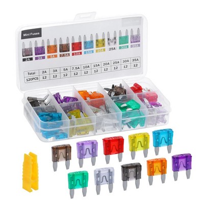 120 Pieces Mini Fuse Kit Car Fuses Assortment Kit-Fuse Kit-Mini Fuses(2A/3A/5...