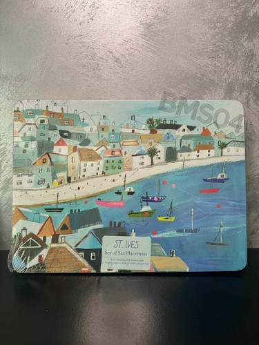 Set Of 6 Placemats Cork Backed Nautical Beach St Ives Table Mats - Picture 4 of 5