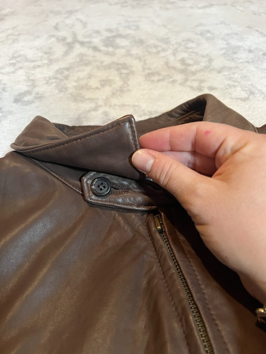 Vintage Polo Sport Ralph Lauren Chocolate Bomber Brown Leather