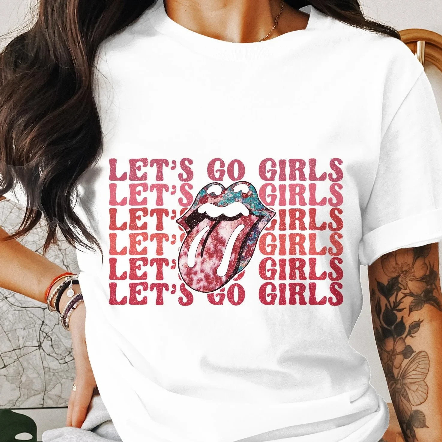 Western design round neck short sleeve T-Shirt for women