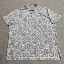 Johnnie O Polo Shirt Mens Extra Large Blue White Floral AOP Performance Golfer