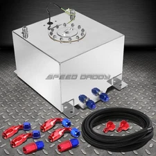 8 GALLON POLISHED ALUMINUM FUEL CELL TANK+CAP+LEVEL SENDER+NYLON FUEL LINE KIT